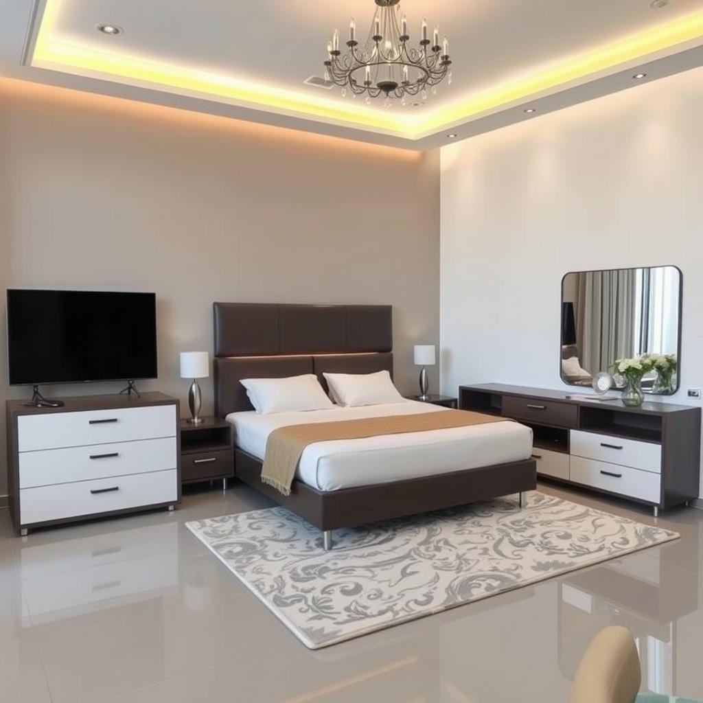 غرفة نوم إيطالية عصرية بعد النقل والتركيب