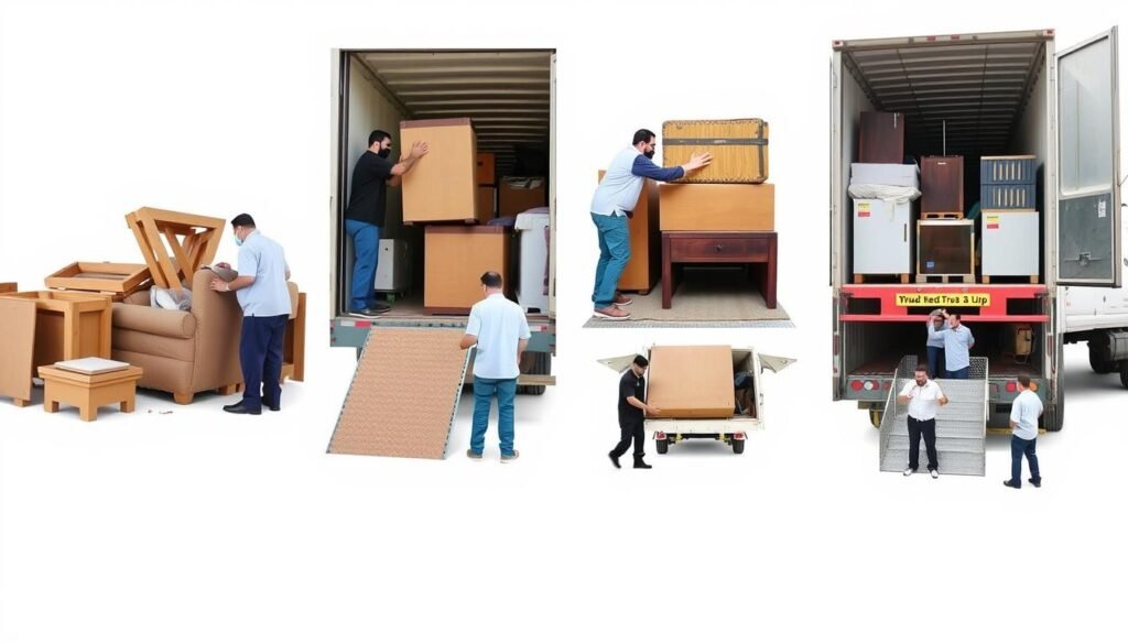 فريق الشركة العربية أثناء عملية نقل أثاث منزلي داخل جدة