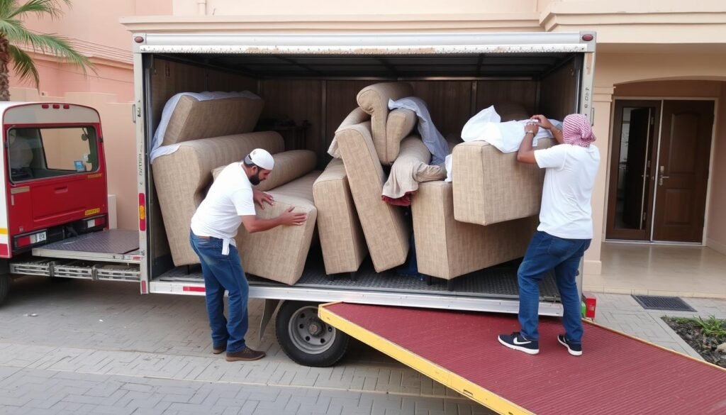 فريق الشركة العربية أثناء نقل أثاث منزلي داخل جدة