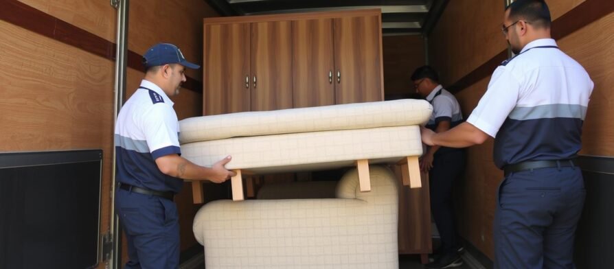 فريق الشركة العربية لنقل أثاث جدة أثناء عملية نقل احترافية