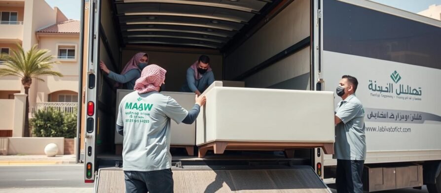 فريق الشركة العربية لنقل العفش في جدة يقوم بتحميل الأثاث بعناية