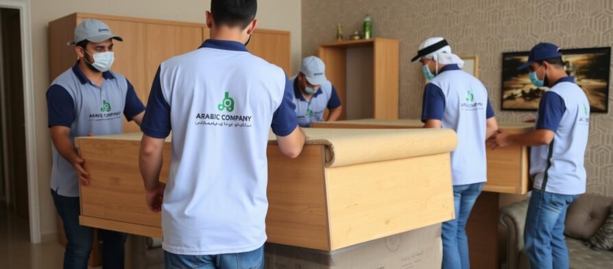 فريق الشركة العربية لنقل عفش بجدة أثناء عملية نقل احترافية