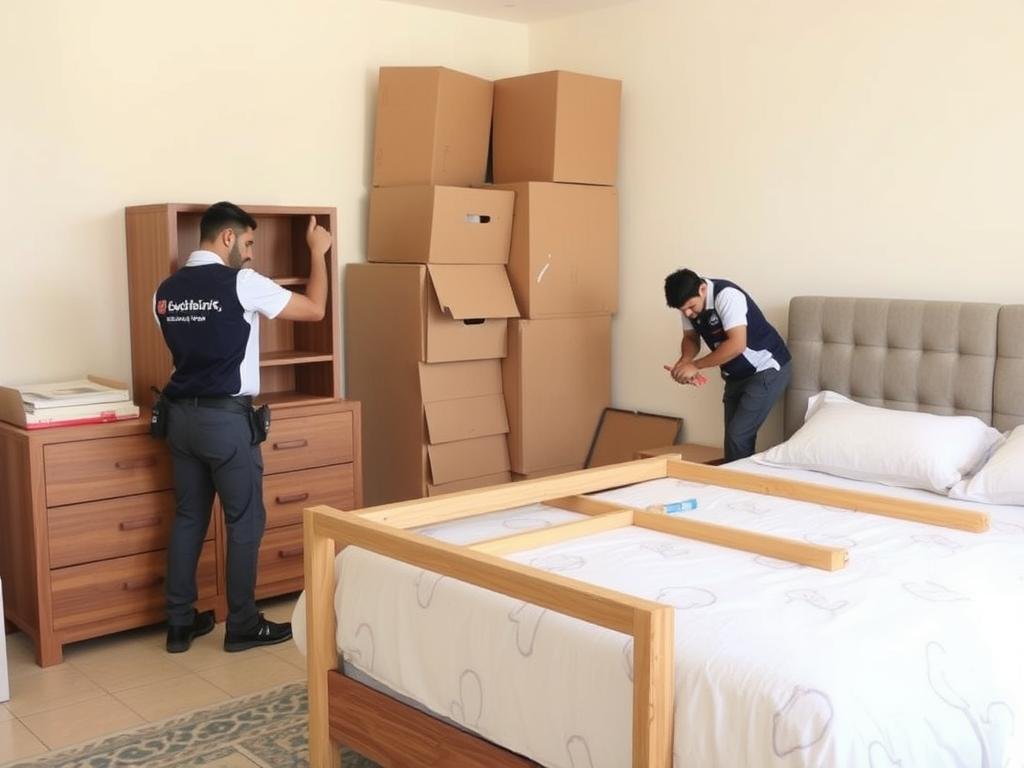 فريق الشركة العربية يقوم بتركيب الأثاث بعد نقله داخل جدة