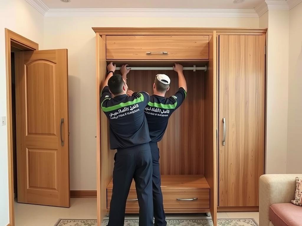 فريق متخصص في فك وتركيب الأثاث أثناء نقل عفش من مكة إلى الدمام