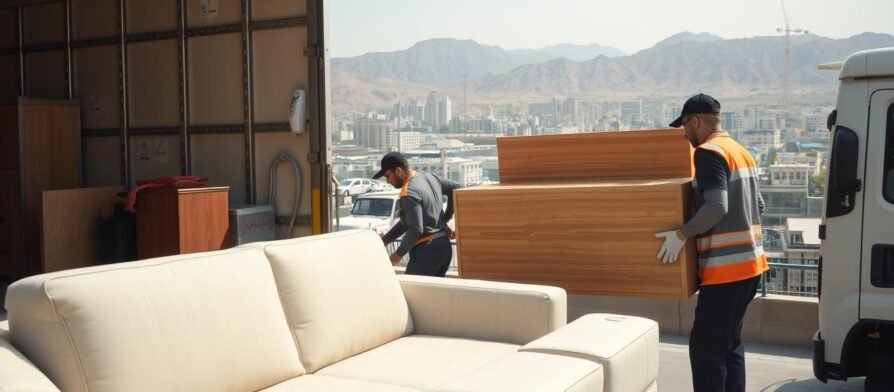 فريق متخصص في نقل عفش من مكة إلى الهدا يقوم بتحميل الأثاث بعناية