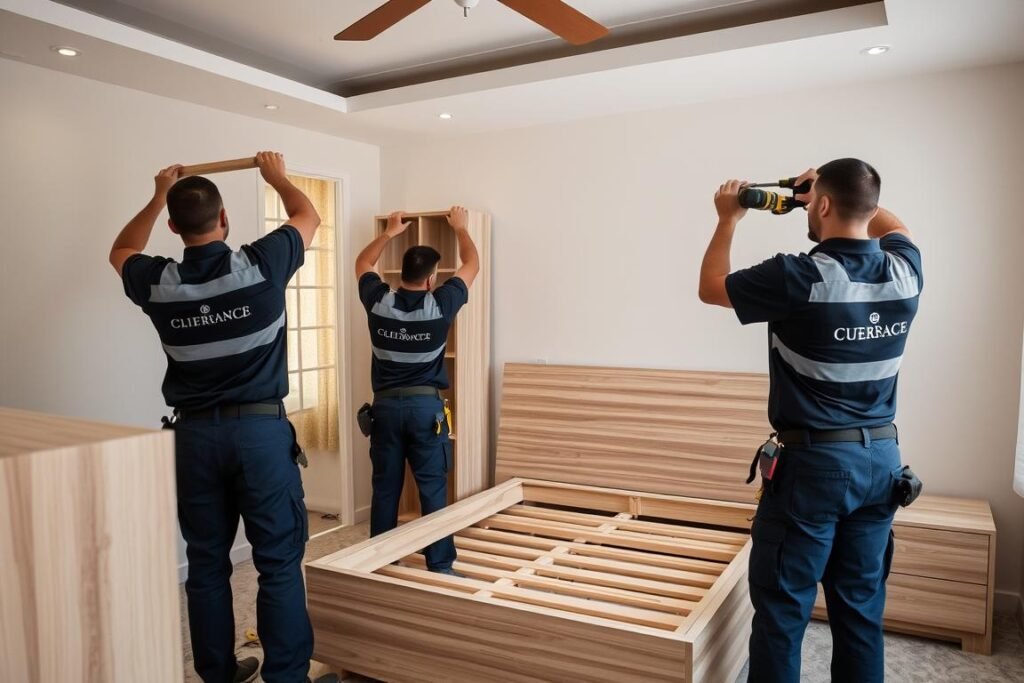 فريق متخصص يقوم بتركيب الأثاث بعد نقله من مكة إلى تبوك