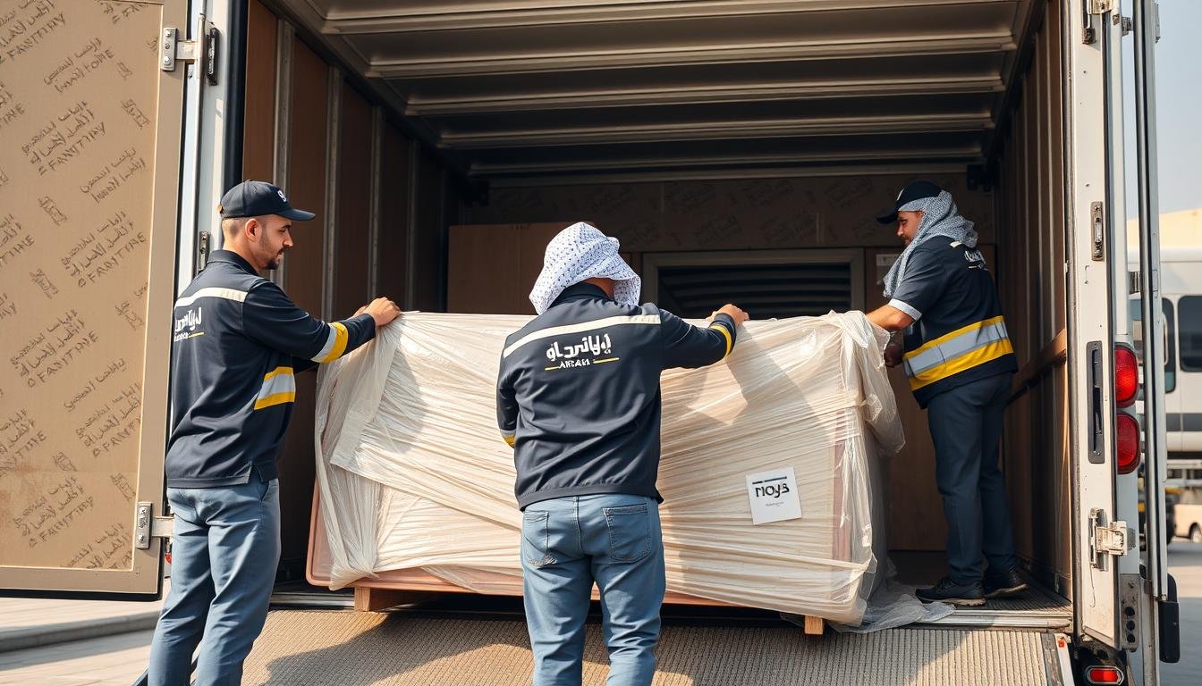 فريق محترف من الشركة العربية يقوم بنقل عفش وتغليف كامل داخل جدة