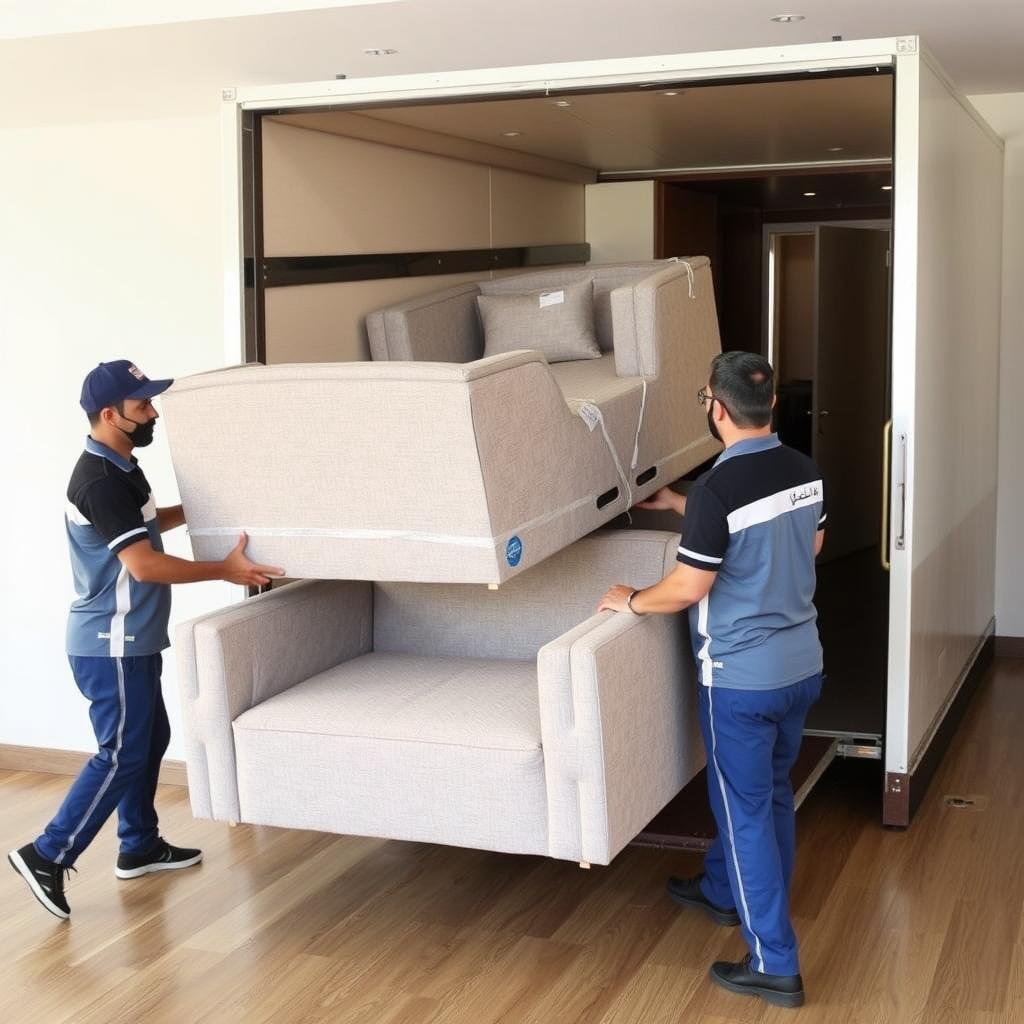 فريق محترف من العمال يقوم بنقل عفش داخل جدة