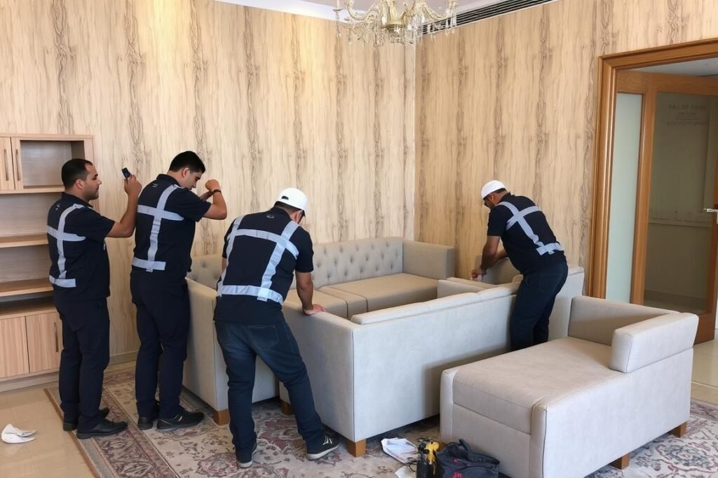 فريق محترف يقوم بتركيب الأثاث بعد نقل العفش من مكة إلى الليث