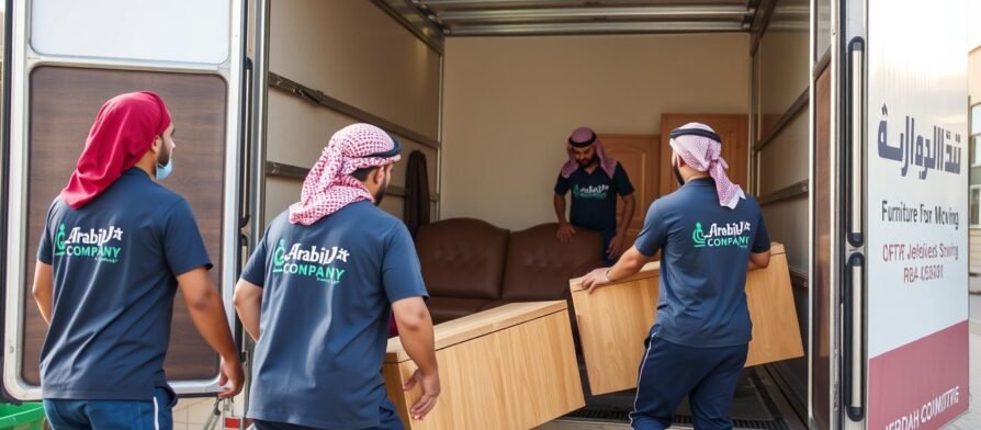 فريق نقل عفش بجدة من الشركة العربية يقوم بنقل أثاث منزلي