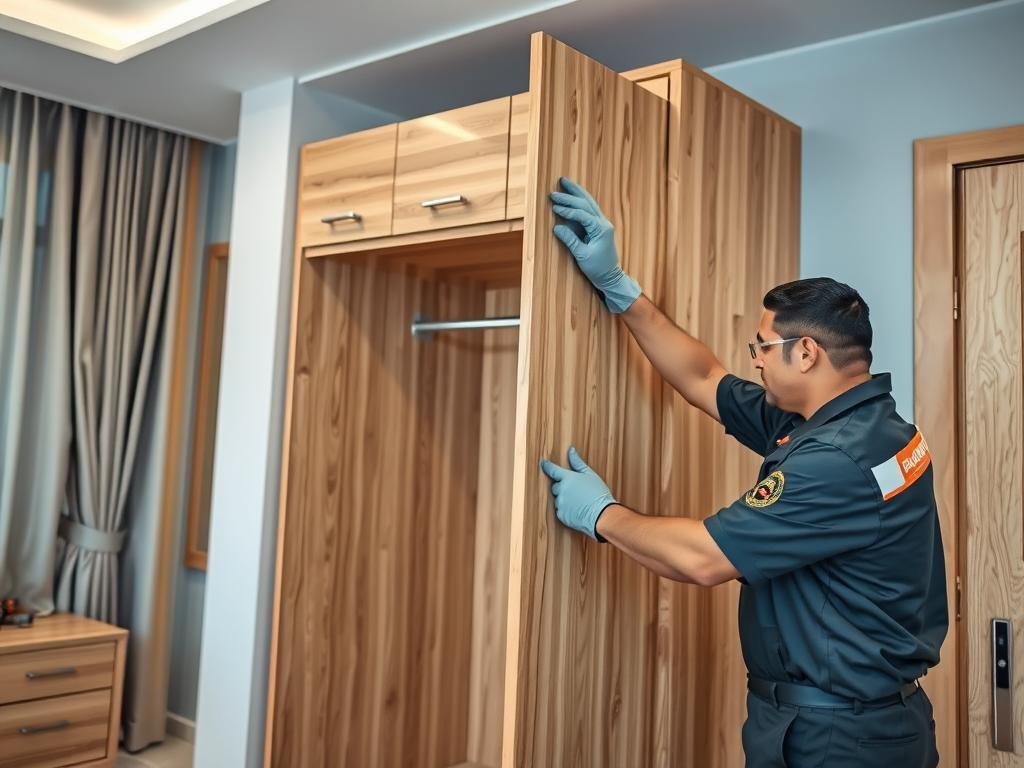 فني متخصص يقوم بفك الأثاث بعناية قبل نقله من حي لحي داخل جدة