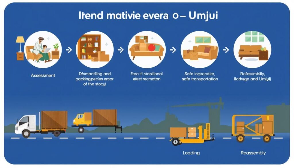 مراحل عملية نقل العفش من الجبيل إلى أملج