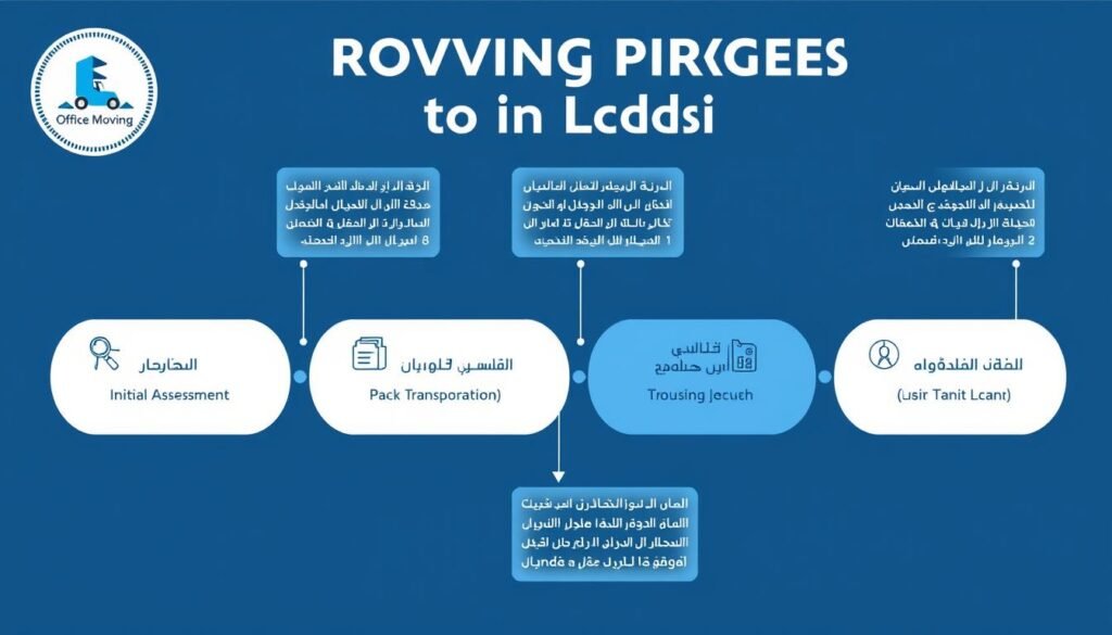 مراحل عملية نقل مكاتب وتجهيزات داخل جدة