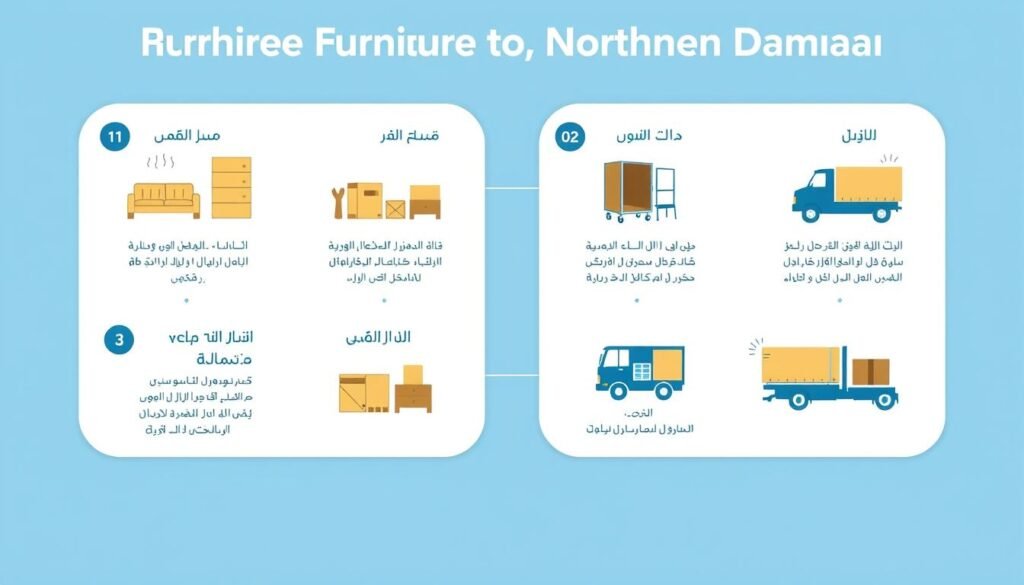 مراحل نقل العفش من الجبيل إلى الدمام الشمالية