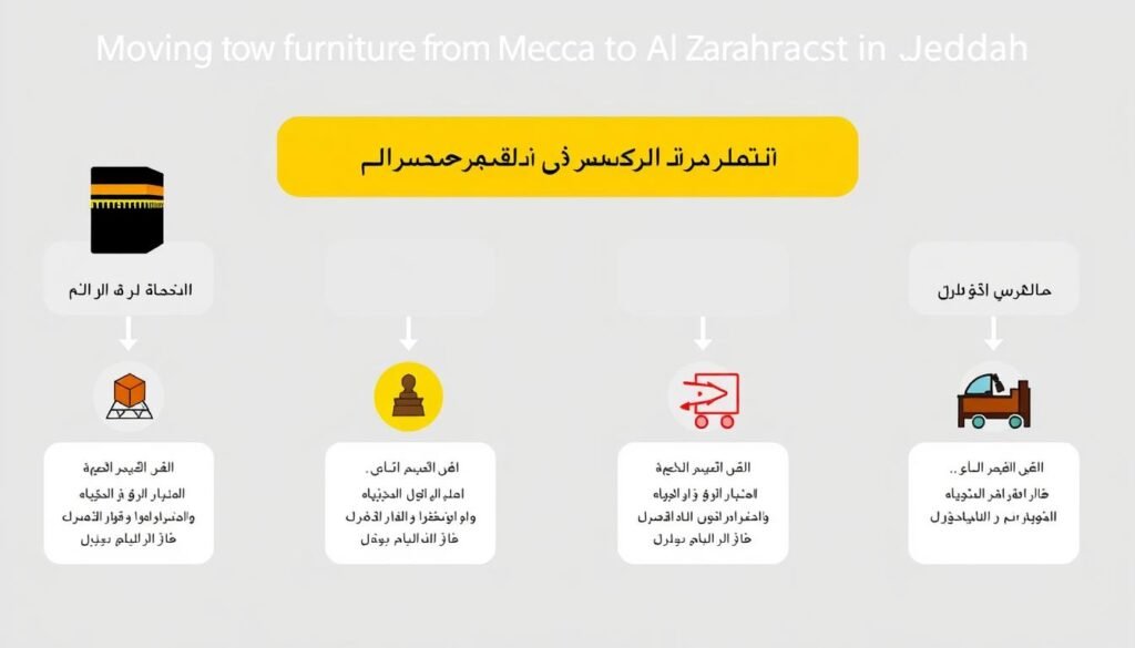 مراحل نقل العفش من مكة إلى حي الزهراء جدة