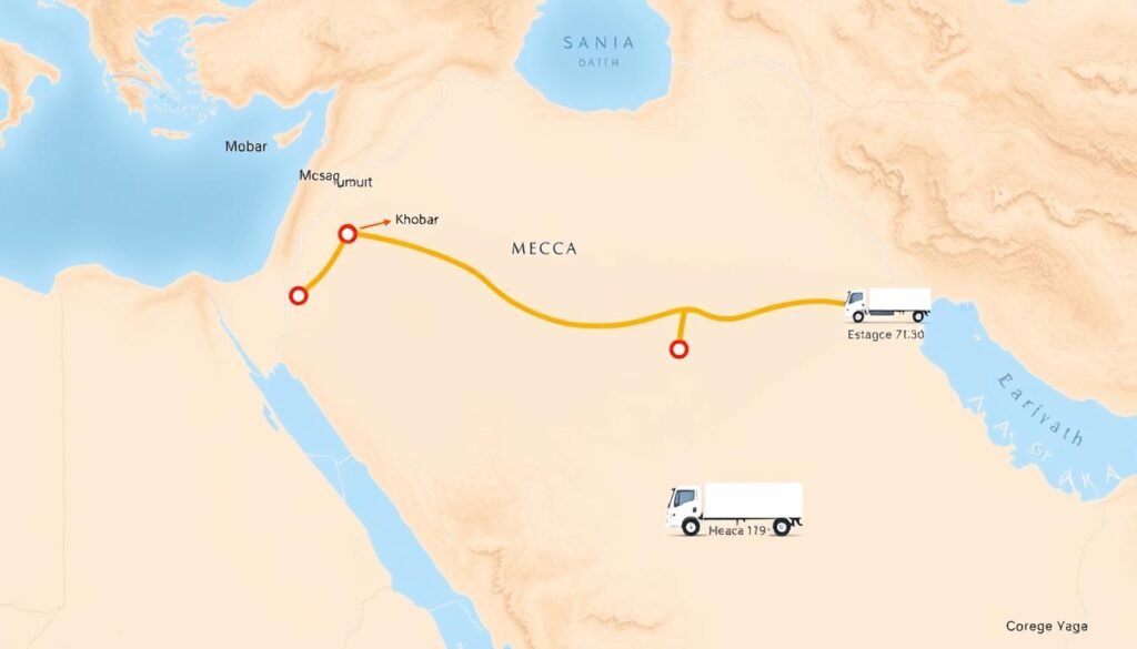 مسار نقل العفش من مكة إلى الخبر