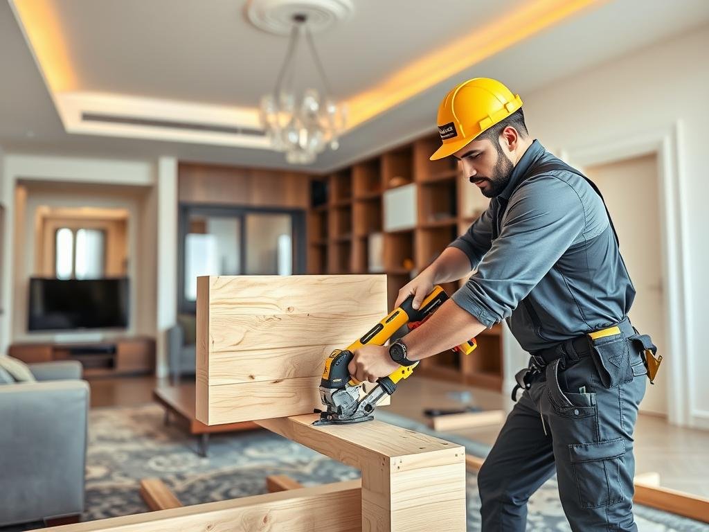 نجار محترف يقوم بفك أثاث في شقة كبيرة بجدة