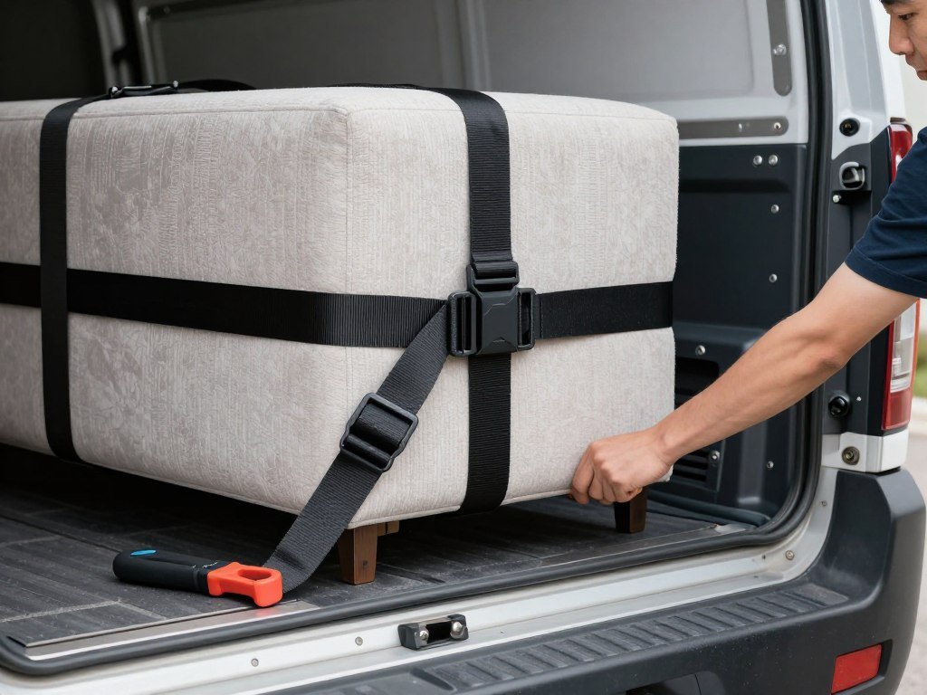 أحزمة وأدوات تثبيت متطورة لنقل العفش بمعدات حديثة