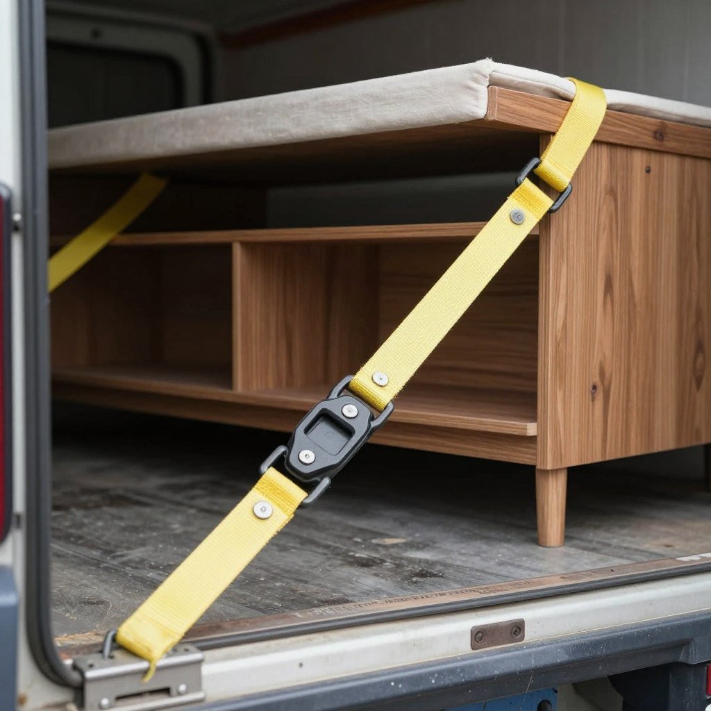 تثبيت الأثاث داخل سيارة النقل بأحزمة خاصة تثبيت الأثاث داخل سيارة النقل بأحزمة خاصة