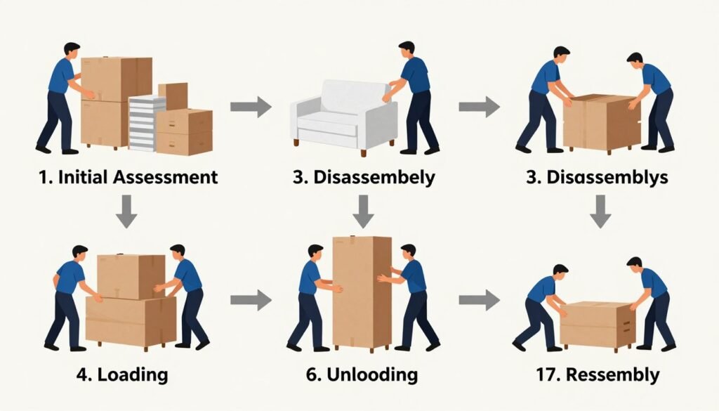 خطوات عملية نقل العفش السريع والآمن