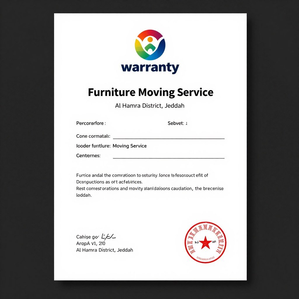 شهادة ضمان على خدمة نقل العفش في حي الحمراء جدة شهادة ضمان على خدمة نقل العفش في حي الحمراء جدة