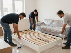 عمال يقومون بتغليف وفك الأثاث بطريقة احترافية في جدة عمال يقومون بتغليف وفك الأثاث بطريقة احترافية في جدة