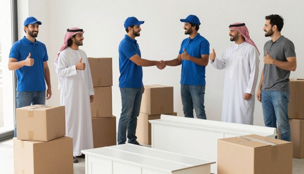 عملاء سعداء بخدمة نقل الأثاث بالتعبئة والتغليف عملاء سعداء بخدمة نقل الأثاث بالتعبئة والتغليف