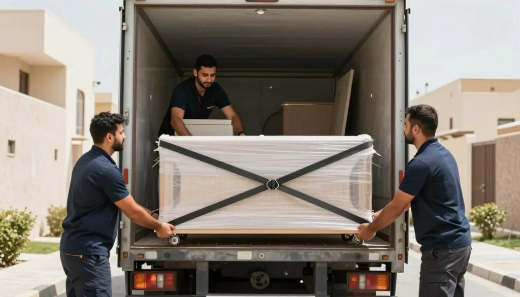 عملية تحميل أثاث في شاحنة نقل من الرياض إلى جدة