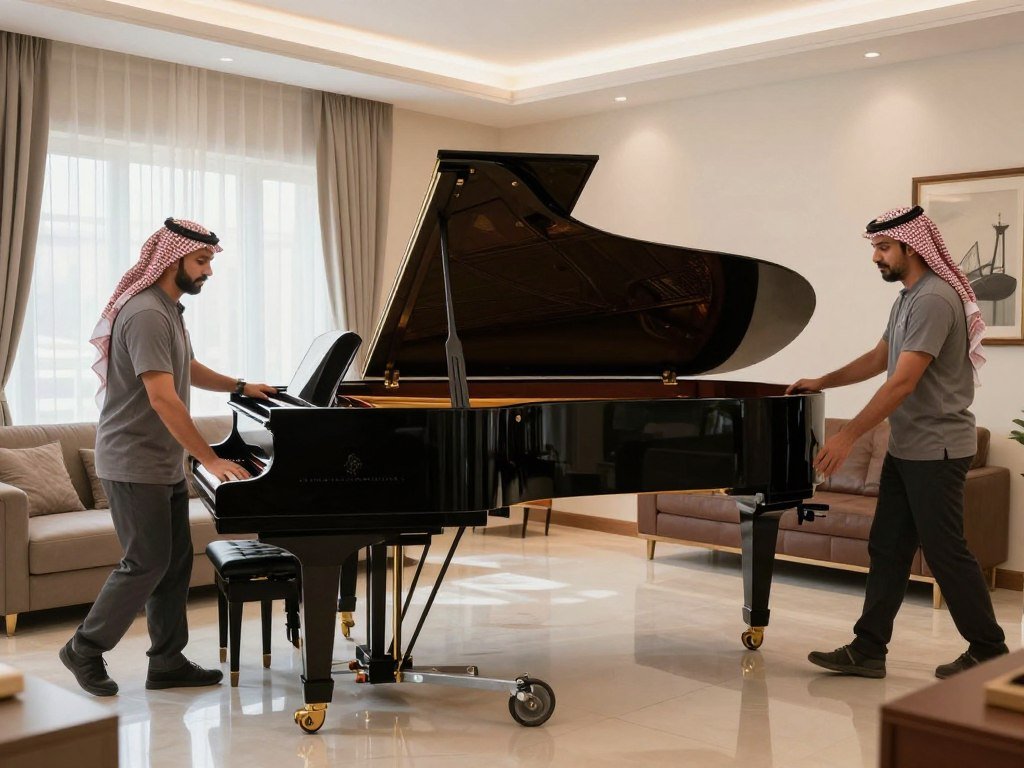 عملية نقل بيانو بواسطة فريق متخصص في نقل اثاث منازل عملية نقل بيانو بواسطة فريق متخصص في نقل اثاث منازل