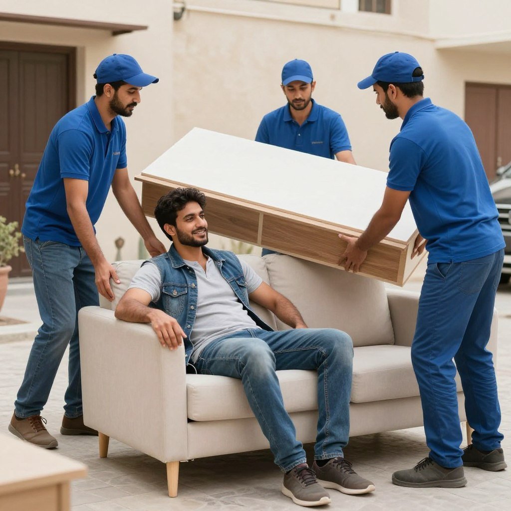 عميل مسترخ أثناء نقل أثاثه في حي مشرفة جدة
