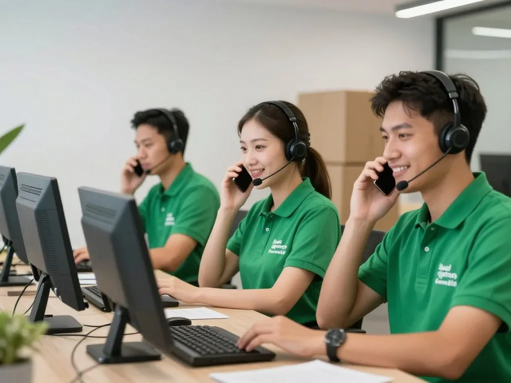 فريق خدمة العملاء يجيب على استفسارات العملاء حول نقل الأثاث بالتعبئة والتغليف فريق خدمة العملاء يجيب على استفسارات العملاء حول نقل الأثاث بالتعبئة والتغليف