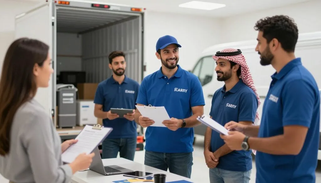 فريق عمل شركة نقل عفش في السعودية يقدم خدمة متميزة للعملاء