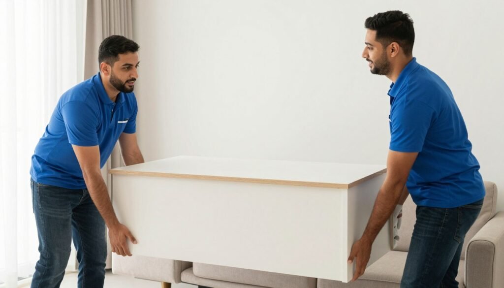 فريق عمل متكامل من شركة نقل اثاث منازل يعمل بانسجام فريق عمل متكامل من شركة نقل اثاث منازل يعمل بانسجام