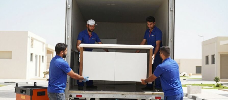 فريق محترف لنقل عفش في الخبر يقوم بتحميل الأثاث بطريقة آمنة
