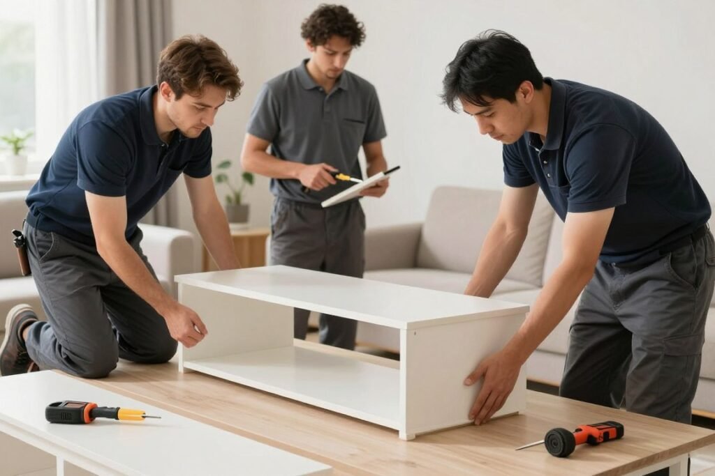 فريق محترف يعمل على فك وتركيب أثاث منزلي