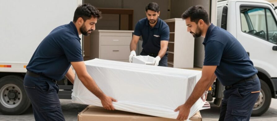 فريق نقل عفش في الرياض يقوم بتغليف ونقل الأثاث بطريقة احترافية