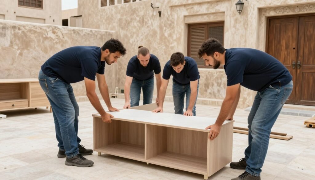 فريق نقل عفش يقوم بتركيب الأثاث في حي البلد جدة فريق نقل عفش يقوم بتركيب الأثاث في حي البلد جدة