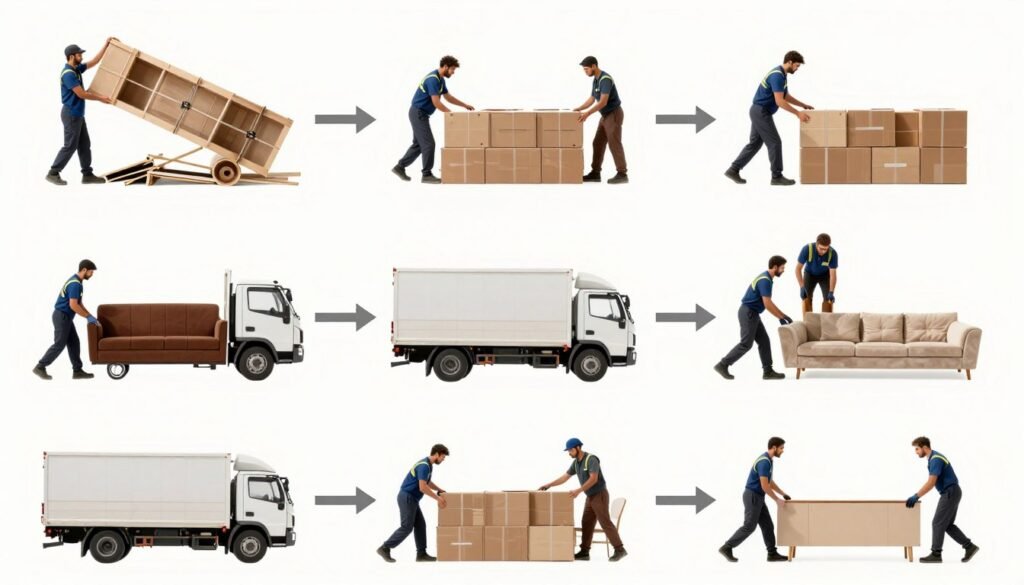 مراحل نقل العفش المختلفة من الفك والتغليف إلى النقل والتركيب في جدة