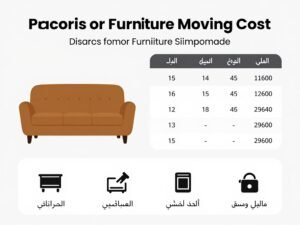 عوامل تحديد تكلفة نقل العفش مع رسم توضيحي للمسافة والحجم والخدمات