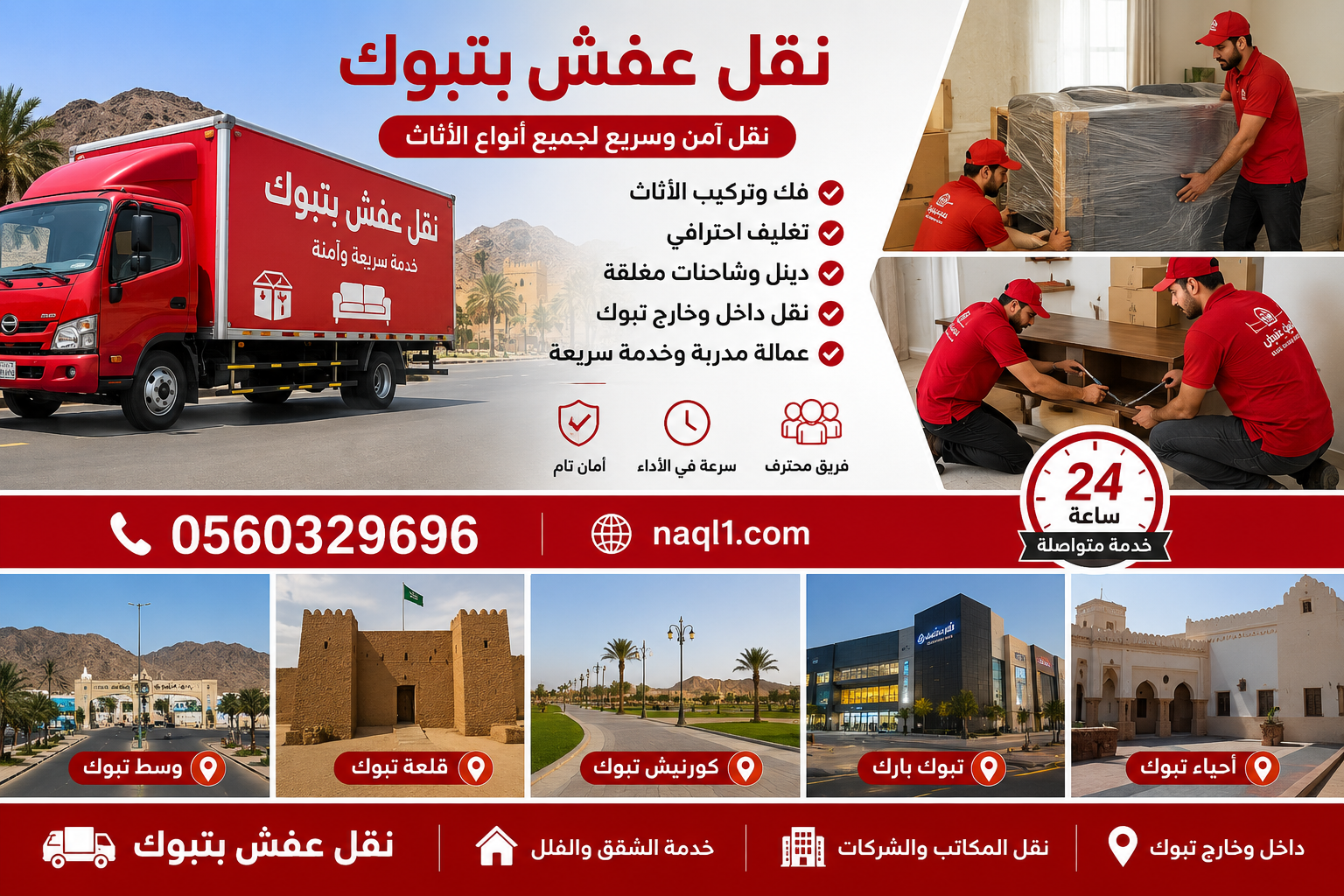 نقل عفش تبوك مع الشركة العربية بأفضل خدمات النقل والتغليف